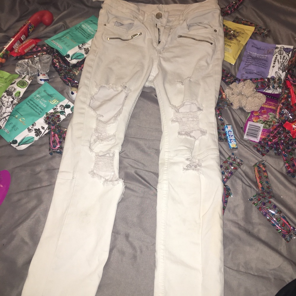 white ripped jeans